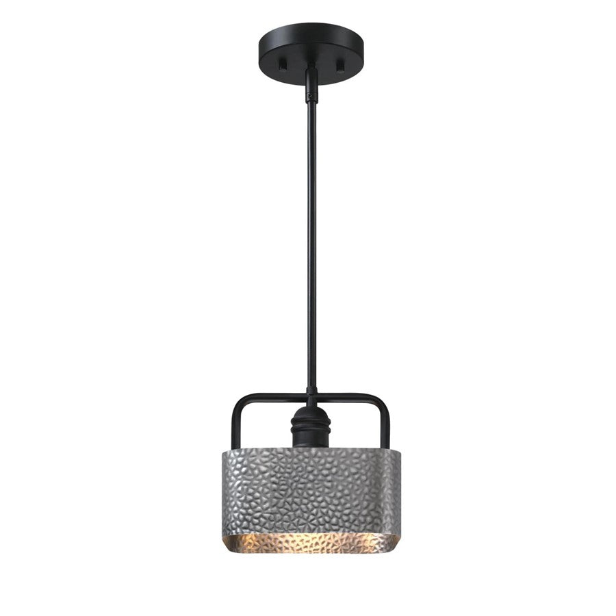 Westinghouse Bexar 8in 1-Light Mini Pendant | Rustic Matte Black and Dark Pewter Metal Shade | Kitchen Island & Dining Room | Model 6125600