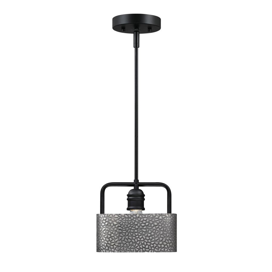 Westinghouse Bexar 8in 1-Light Mini Pendant | Rustic Matte Black and Dark Pewter Metal Shade | Kitchen Island & Dining Room | Model 6125600