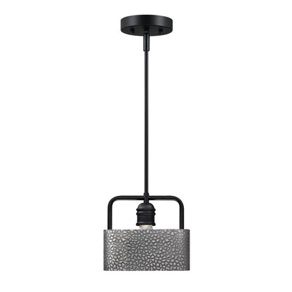 Westinghouse Bexar 8in 1-Light Mini Pendant | Rustic Matte Black and Dark Pewter Metal Shade | Kitchen Island & Dining Room | Model 6125600