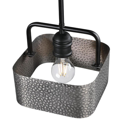 Westinghouse Bexar 8in 1-Light Mini Pendant | Rustic Matte Black and Dark Pewter Metal Shade | Kitchen Island & Dining Room | Model 6125600