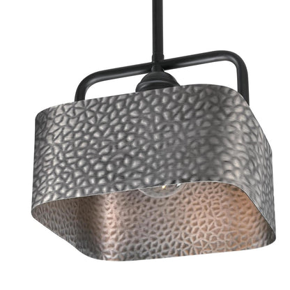 Westinghouse Bexar 8in 1-Light Mini Pendant | Rustic Matte Black and Dark Pewter Metal Shade | Kitchen Island & Dining Room | Model 6125600