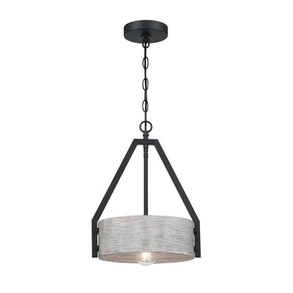 Westinghouse Callowhill 12in 1-Light Pendant | Rustic Matte Black and Antique Ash Metal | Kitchen Island & Dining Room | Model 6125800