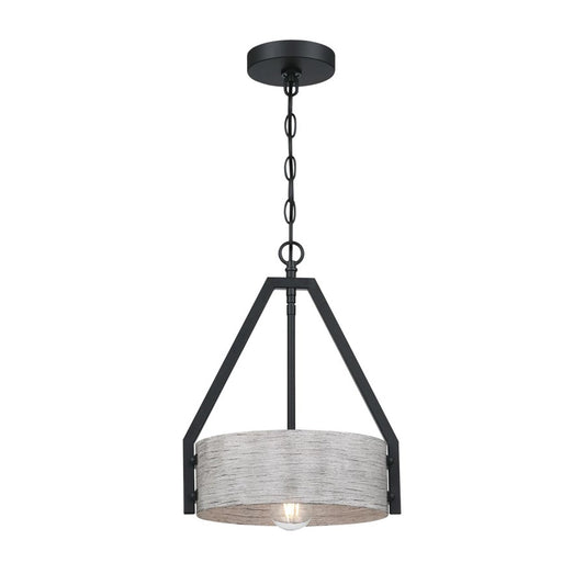 Westinghouse Callowhill 12in 1-Light Pendant | Rustic Matte Black and Antique Ash Metal | Kitchen Island & Dining Room | Model 6125800