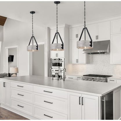 Westinghouse Callowhill 12in 1-Light Pendant | Rustic Matte Black and Antique Ash Metal | Kitchen Island & Dining Room | Model 6125800