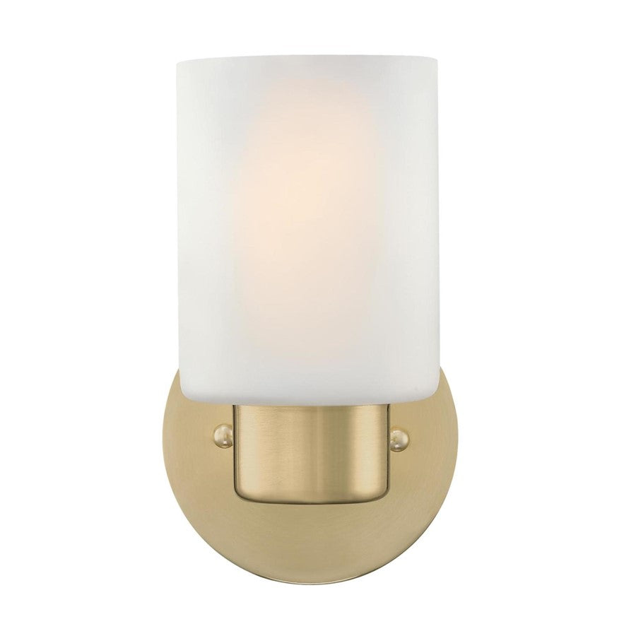 Westinghouse Sylvestre 1 Light Wall Light, Champagne Brass/Frosted