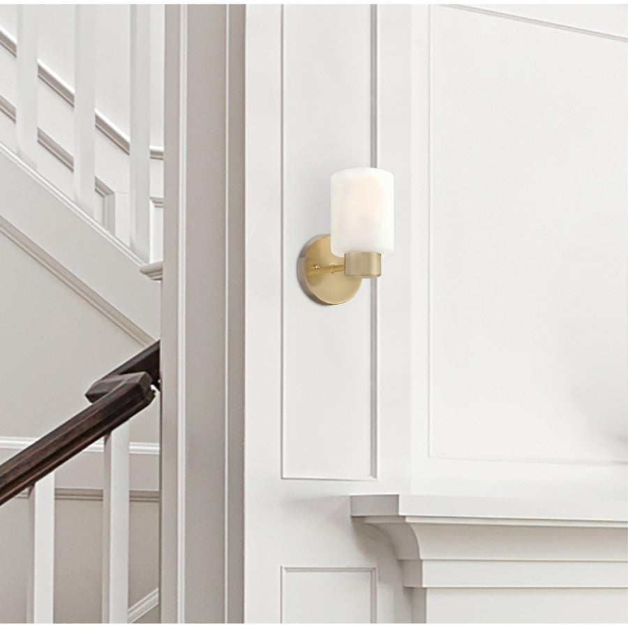 Westinghouse Sylvestre 1 Light Wall Light, Champagne Brass/Frosted