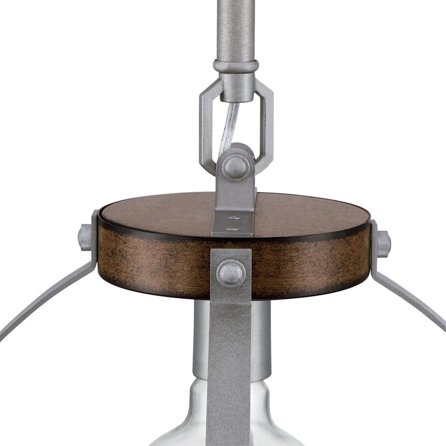 Westinghouse Oak Lane 15in 1-Light Pendant | Vintage Barnwood and Galvanized Steel Cage | Kitchen Island & Dining Room | Model 6127500
