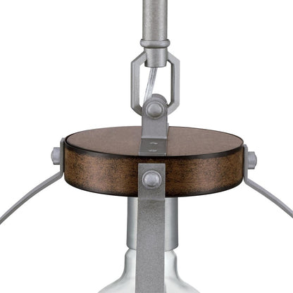 Westinghouse Oak Lane 15in 1-Light Pendant | Vintage Barnwood and Galvanized Steel Cage | Kitchen Island & Dining Room | Model 6127500