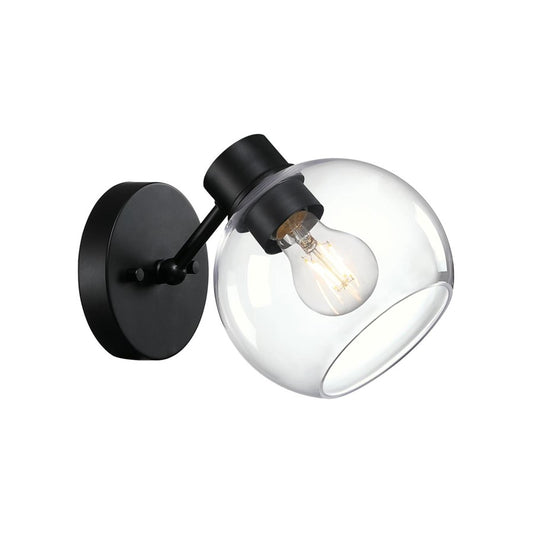 Westinghouse Hyson 1-Light Wall Sconce | Transitional Matte Black and Clear Glass | Bathroom & Hallway Accent | 7.25 in H | Model 6127800
