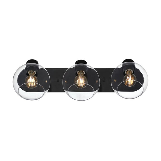 Westinghouse Hyson 3-Light Vanity Light | Transitional Matte Black and Clear Glass | Bathroom Vanity | 24 in W | Model 6127900