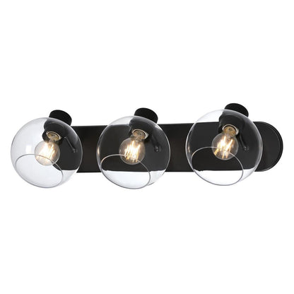 Westinghouse Hyson 3-Light Vanity Light | Transitional Matte Black and Clear Glass | Bathroom Vanity | 24 in W | Model 6127900