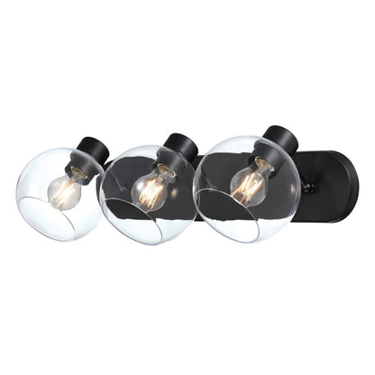 Westinghouse Hyson 3-Light Vanity Light | Transitional Matte Black and Clear Glass | Bathroom Vanity | 24 in W | Model 6127900