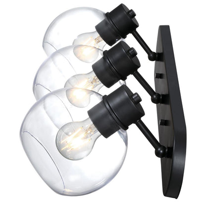 Westinghouse Hyson 3-Light Vanity Light | Transitional Matte Black and Clear Glass | Bathroom Vanity | 24 in W | Model 6127900