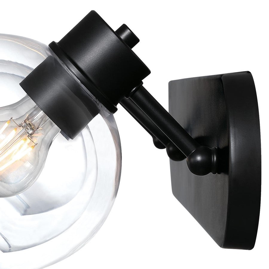 Westinghouse Hyson 3-Light Vanity Light | Transitional Matte Black and Clear Glass | Bathroom Vanity | 24 in W | Model 6127900