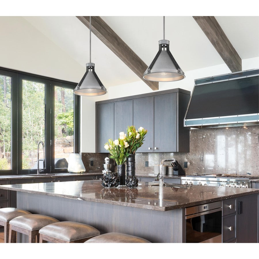 Westinghouse Pennsauken 1-Light Pendant | Vintage Industrial Steel with Iron Accents | Kitchen Island & Dining Room | 10.25 in H | Model 6128400