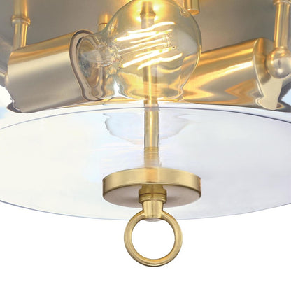 Westinghouse Lebanon 2-Light Flush Mount | Transitional Champagne Brass and Clear Glass | Bedroom & Hallway Ceiling Light | 12 in D | Model 6128600