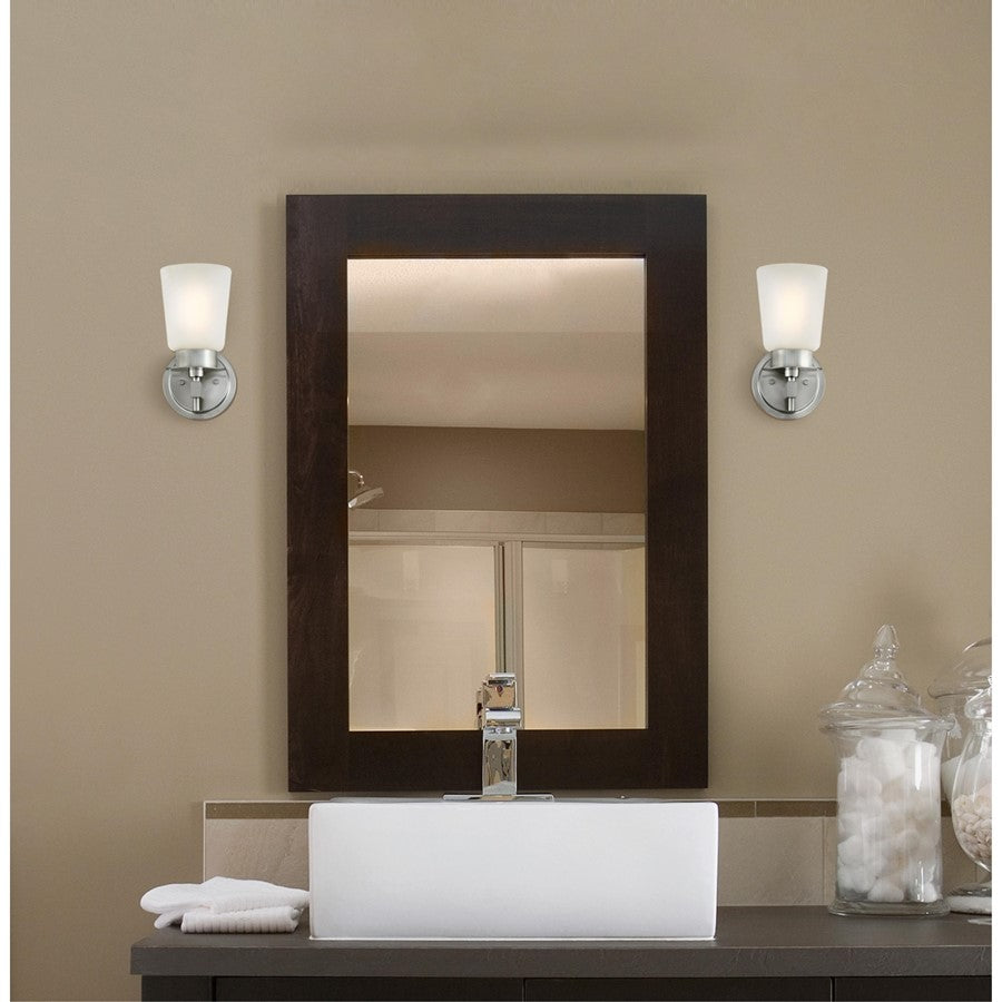 Westinghouse Reynaldo 1 Light Wall Light, Brushed Nickel/Frosted Glass