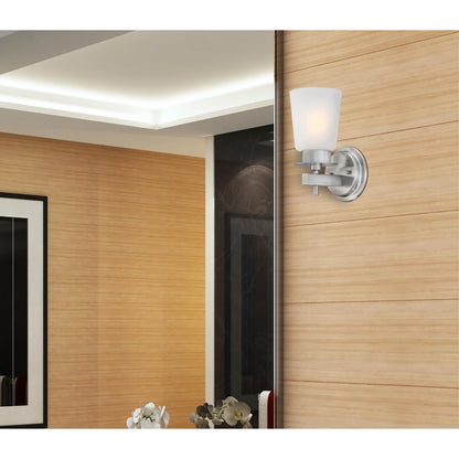 Westinghouse Reynaldo 1 Light Wall Light, Brushed Nickel/Frosted Glass