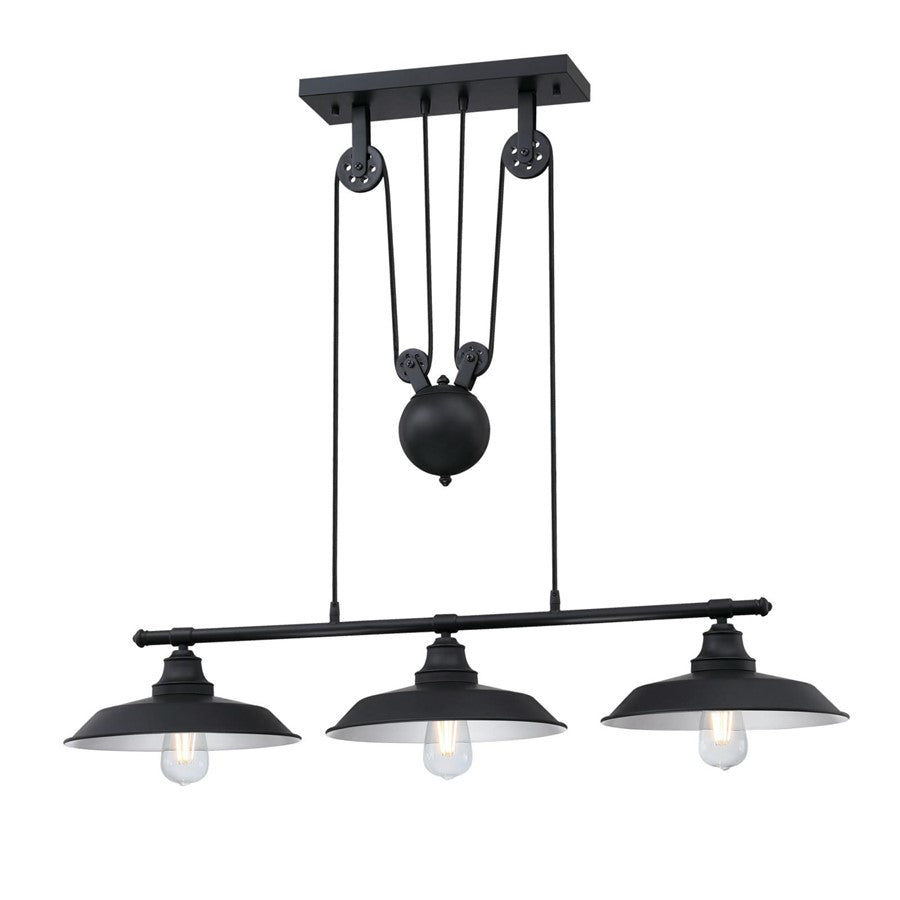 Westinghouse Iron Hill 40in 3-Light Pendant | Vintage Industrial Matte Black | Kitchen Island & Dining Room | 40 x 12 x 32 in | Model 6129400