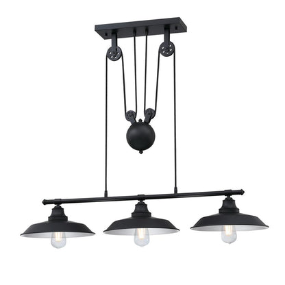 Westinghouse Iron Hill 40in 3-Light Pendant | Vintage Industrial Matte Black | Kitchen Island & Dining Room | 40 x 12 x 32 in | Model 6129400