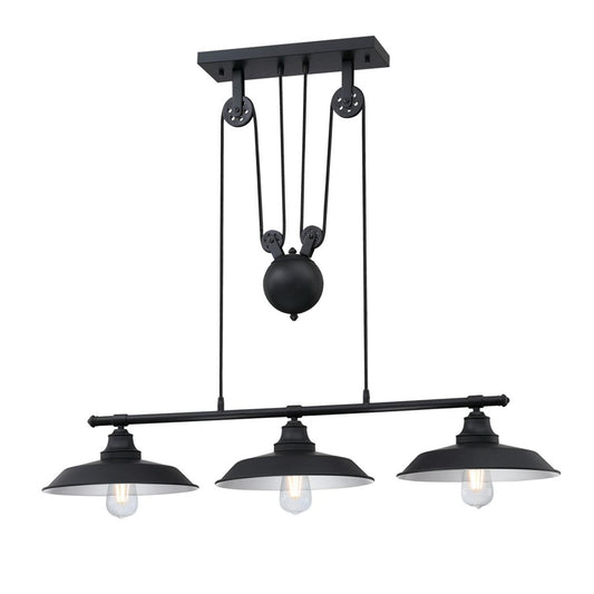 Westinghouse Iron Hill 40in 3-Light Pendant | Vintage Industrial Matte Black | Kitchen Island & Dining Room | 40 x 12 x 32 in | Model 6129400