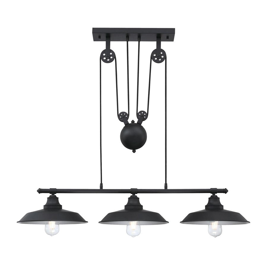 Westinghouse Iron Hill 40in 3-Light Pendant | Vintage Industrial Matte Black | Kitchen Island & Dining Room | 40 x 12 x 32 in | Model 6129400