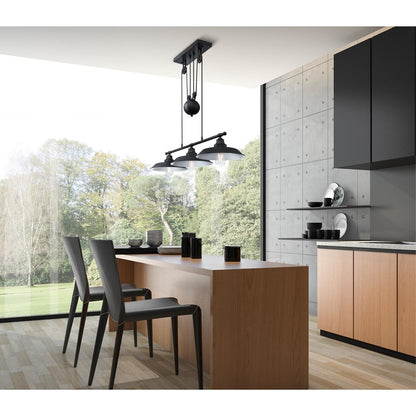 Westinghouse Iron Hill 40in 3-Light Pendant | Vintage Industrial Matte Black | Kitchen Island & Dining Room | 40 x 12 x 32 in | Model 6129400