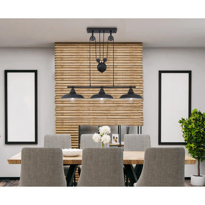 Westinghouse Iron Hill 40in 3-Light Pendant | Vintage Industrial Matte Black | Kitchen Island & Dining Room | 40 x 12 x 32 in | Model 6129400
