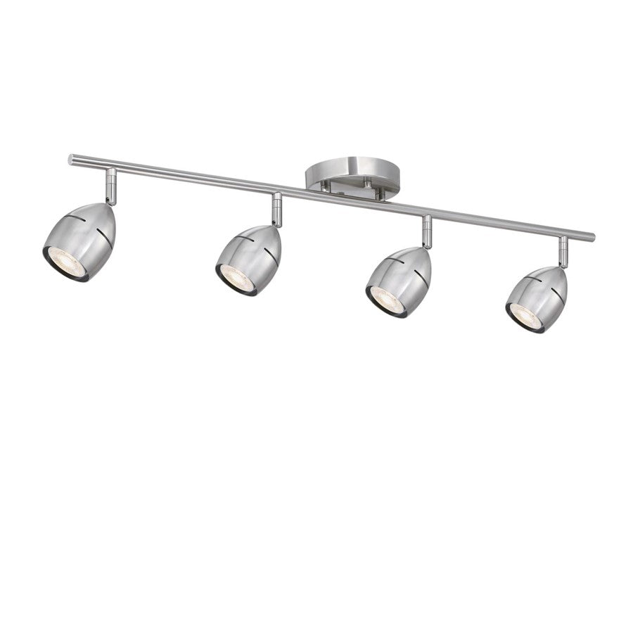 Westinghouse Borgata 30in 4-Light Flush Mount Track Light | Contemporary Brushed Nickel | Kitchen & Living Room Task Light | Model 6129500