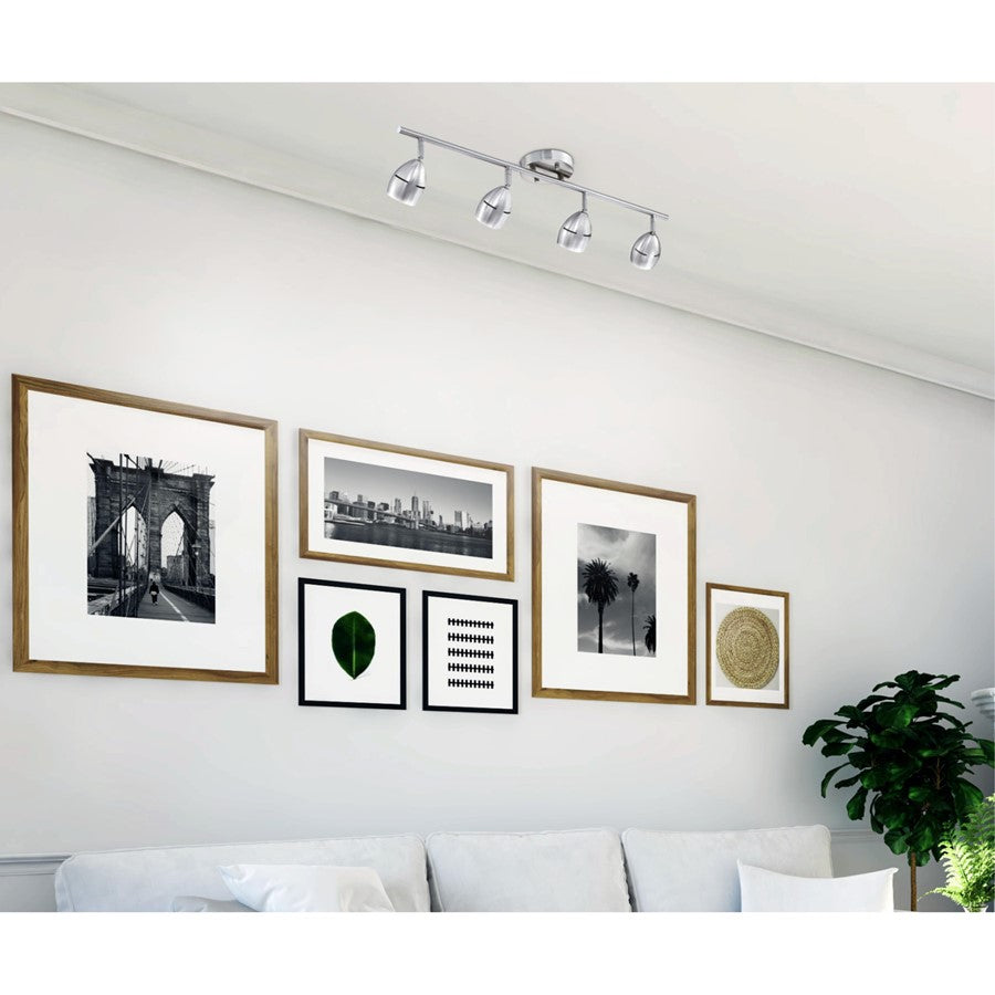 Westinghouse Borgata 30in 4-Light Flush Mount Track Light | Contemporary Brushed Nickel | Kitchen & Living Room Task Light | Model 6129500
