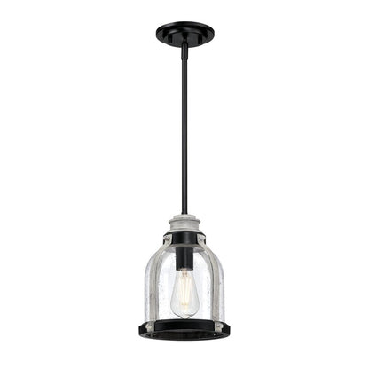 Westinghouse Cindy 11in 1-Light Pendant | Matte Black and Antique Ash with Clear Seeded Glass | Kitchen Island & Dining Room | Model 6129700