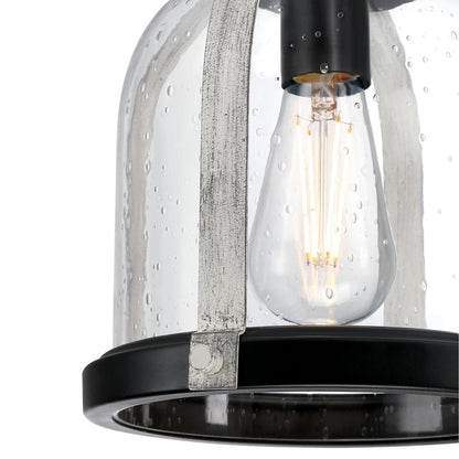 Westinghouse Cindy 11in 1-Light Pendant | Matte Black and Antique Ash with Clear Seeded Glass | Kitchen Island & Dining Room | Model 6129700