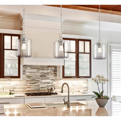 Westinghouse Judd 11in 1-Light Pendant | Brushed Nickel and Clear Glass | Kitchen Island & Dining Room | 8 x 8 x 11 in | Model 6130000