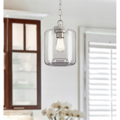 Westinghouse Judd 11in 1-Light Pendant | Brushed Nickel and Clear Glass | Kitchen Island & Dining Room | 8 x 8 x 11 in | Model 6130000