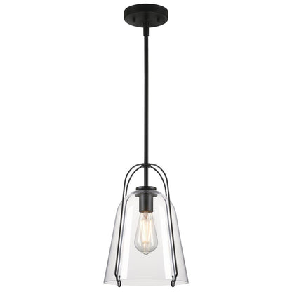 Westinghouse Kewadin 9in 1-Light Pendant | Transitional Matte Black and Clear Glass | Kitchen Island & Dining Room | Model 6130100