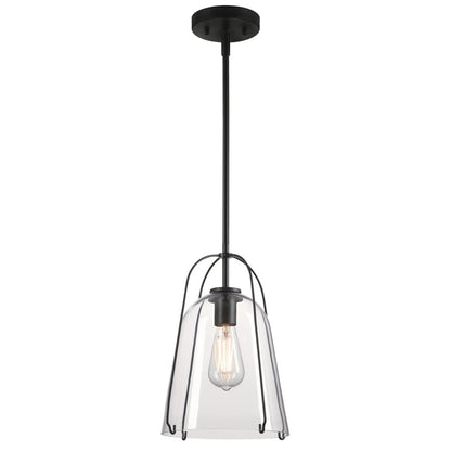 Westinghouse Kewadin 9in 1-Light Pendant | Transitional Matte Black and Clear Glass | Kitchen Island & Dining Room | Model 6130100