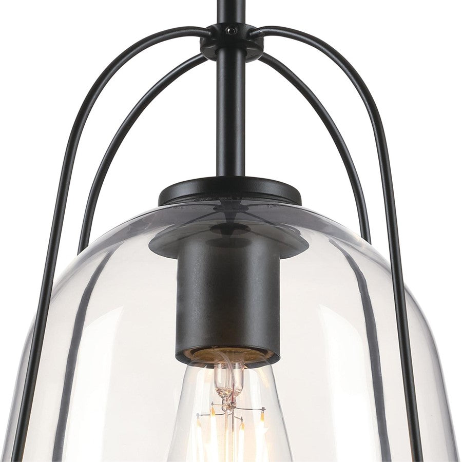 Westinghouse Kewadin 9in 1-Light Pendant | Transitional Matte Black and Clear Glass | Kitchen Island & Dining Room | Model 6130100