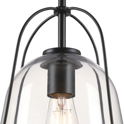 Westinghouse Kewadin 9in 1-Light Pendant | Transitional Matte Black and Clear Glass | Kitchen Island & Dining Room | Model 6130100
