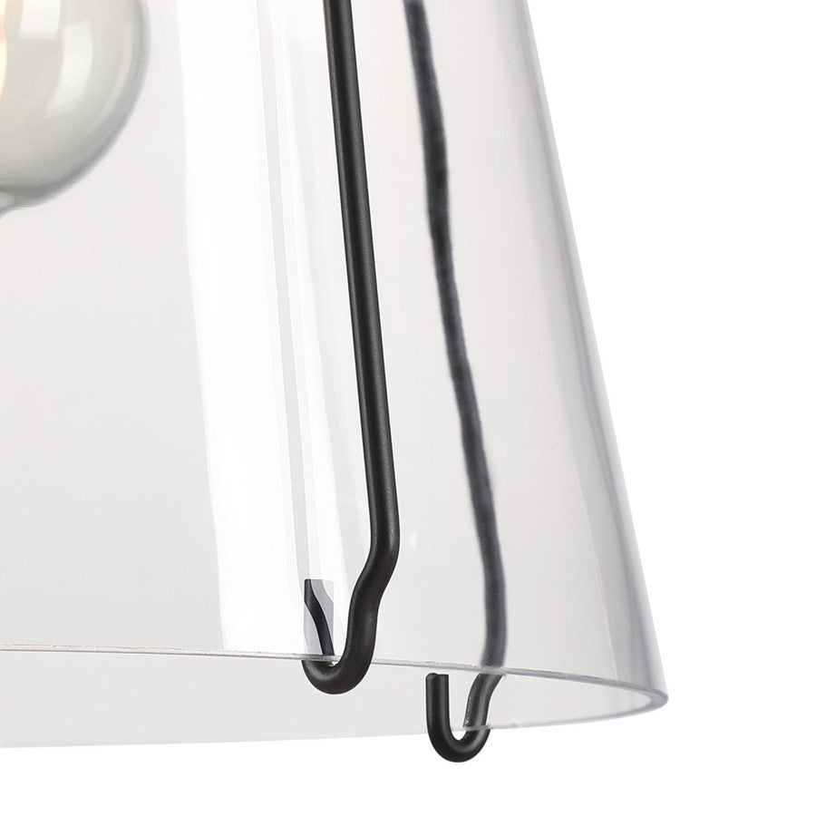 Westinghouse Kewadin 9in 1-Light Pendant | Transitional Matte Black and Clear Glass | Kitchen Island & Dining Room | Model 6130100
