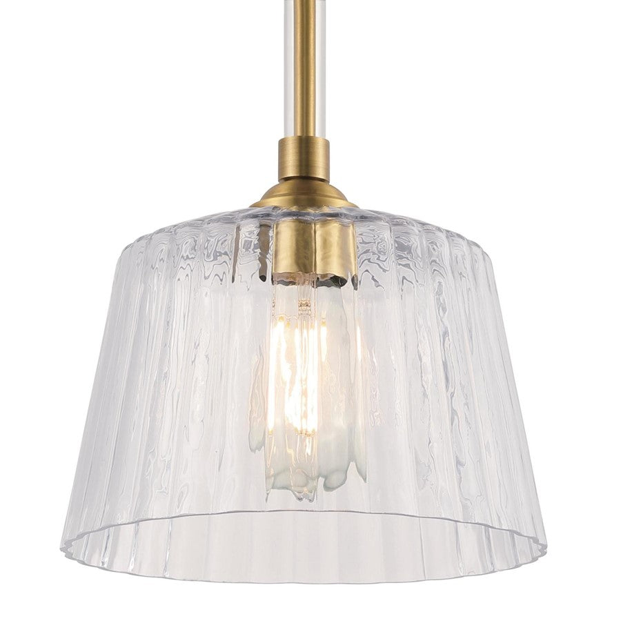 Westinghouse Aggie 10in 1-Light Pendant | Mid-Century Brushed Brass and Clear Ribbed Glass | Kitchen Island & Dining Room | Model 6130200