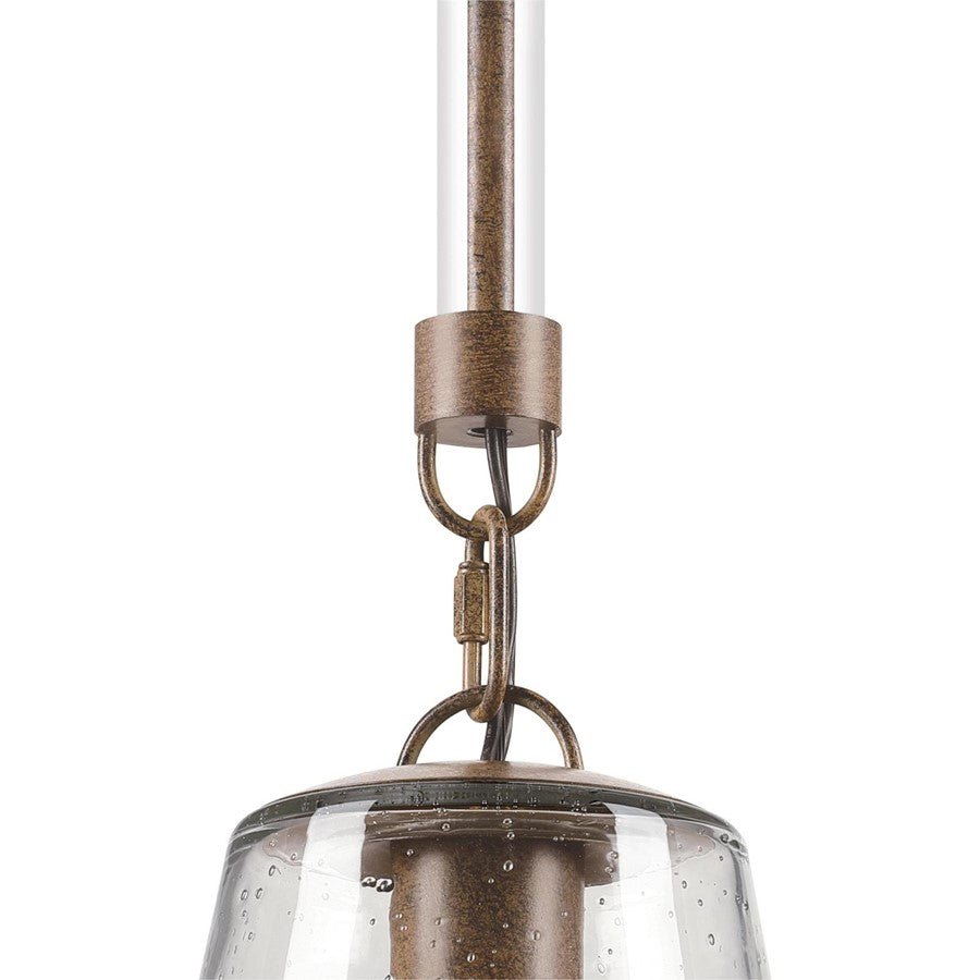 Westinghouse Biloxi 7in 1-Light Mini Pendant | Farmhouse Barnwood and Clear Seeded Glass | Kitchen Island & Dining Room | Model 6130400