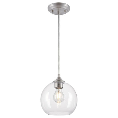 Westinghouse Tatze 7in 1-Light Mini Pendant | Contemporary Brushed Nickel and Clear Glass | Kitchen Island & Dining Room | Model 6130500