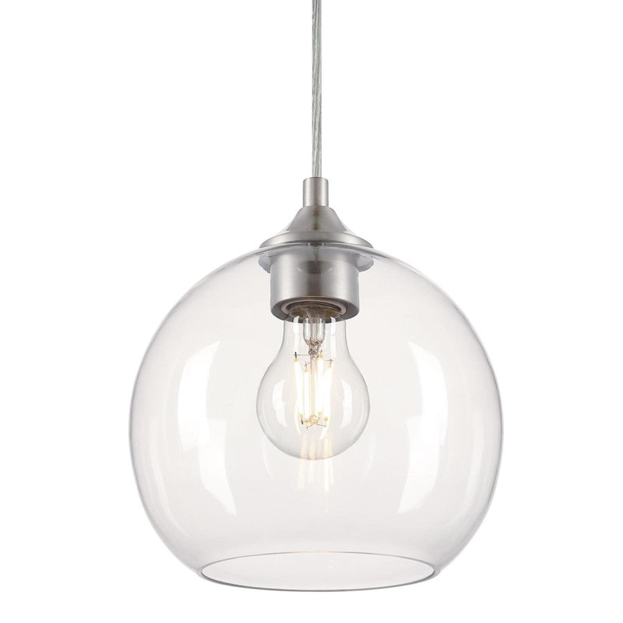 Westinghouse Tatze 7in 1-Light Mini Pendant | Contemporary Brushed Nickel and Clear Glass | Kitchen Island & Dining Room | Model 6130500