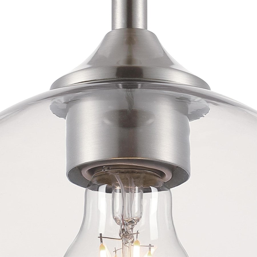 Westinghouse Tatze 7in 1-Light Mini Pendant | Contemporary Brushed Nickel and Clear Glass | Kitchen Island & Dining Room | Model 6130500