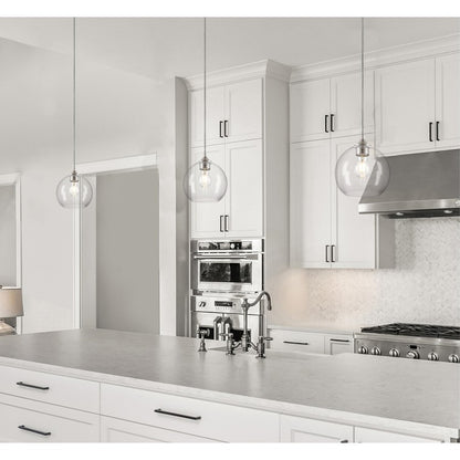 Westinghouse Tatze 7in 1-Light Mini Pendant | Contemporary Brushed Nickel and Clear Glass | Kitchen Island & Dining Room | Model 6130500