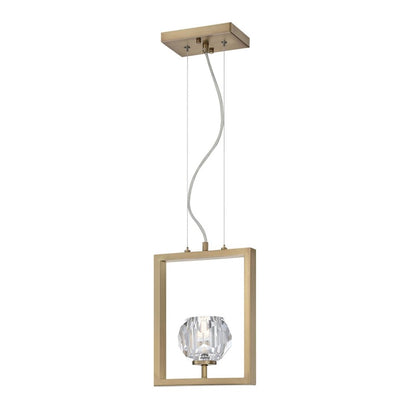 Westinghouse Zoa 9in 1-Light Pendant | Contemporary Brushed Brass and Crystal Glass | Kitchen Island & Dining Room | 9 x 4 x 12 in | Model 6130900