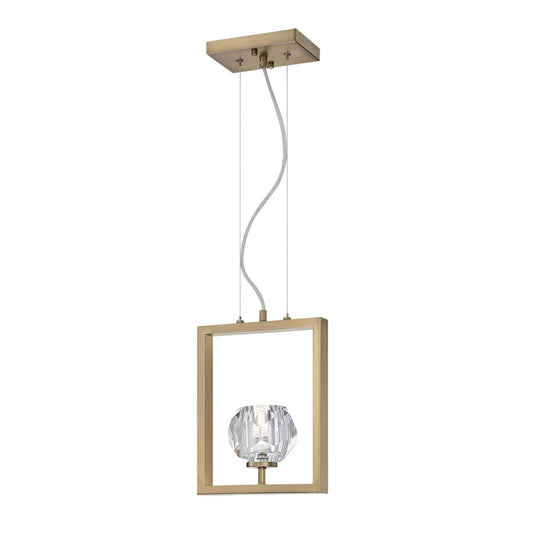 Westinghouse Zoa 9in 1-Light Pendant | Contemporary Brushed Brass and Crystal Glass | Kitchen Island & Dining Room | 9 x 4 x 12 in | Model 6130900