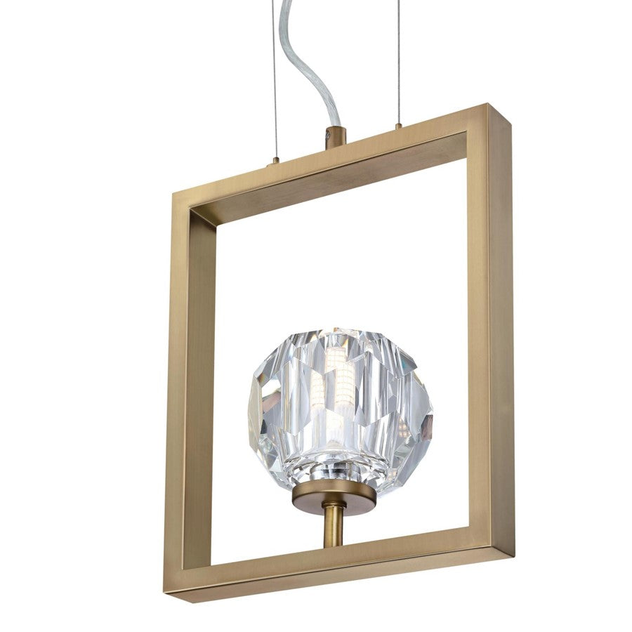 Westinghouse Zoa 9in 1-Light Pendant | Contemporary Brushed Brass and Crystal Glass | Kitchen Island & Dining Room | 9 x 4 x 12 in | Model 6130900