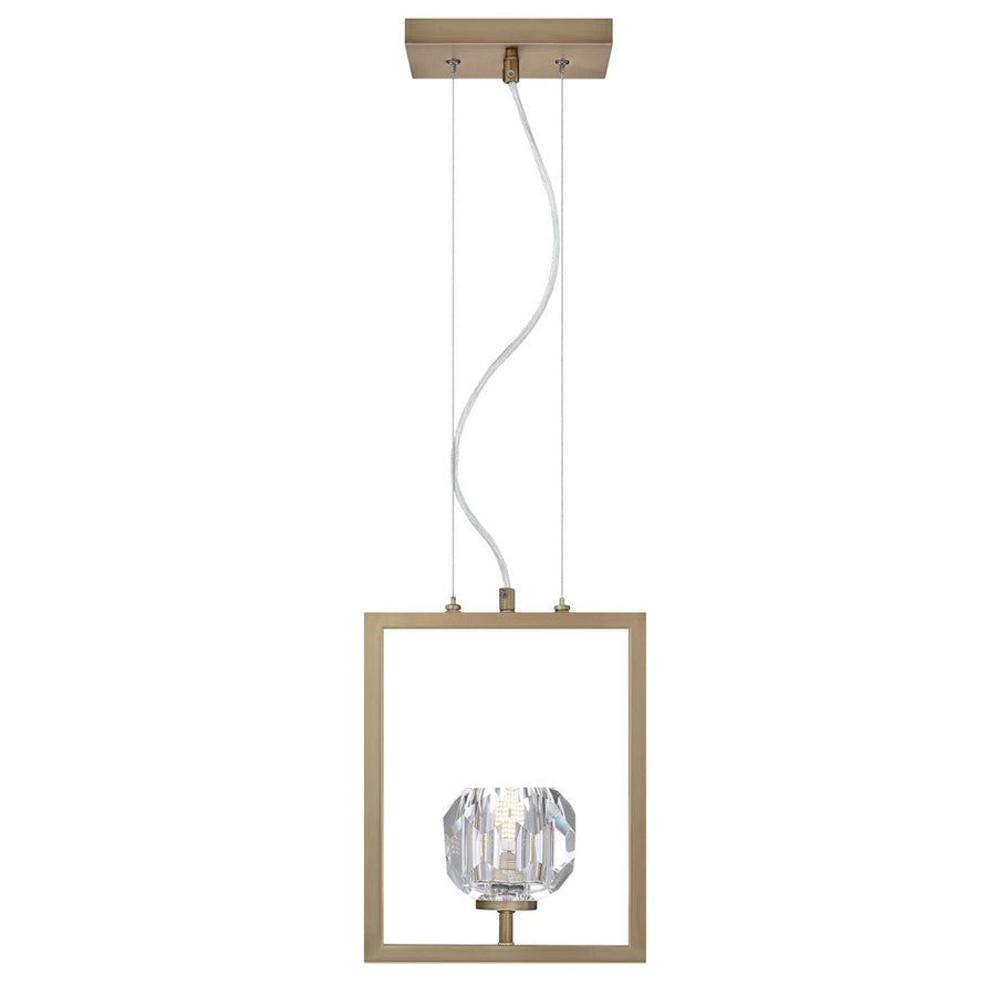 Westinghouse Zoa 9in 1-Light Pendant | Contemporary Brushed Brass and Crystal Glass | Kitchen Island & Dining Room | 9 x 4 x 12 in | Model 6130900