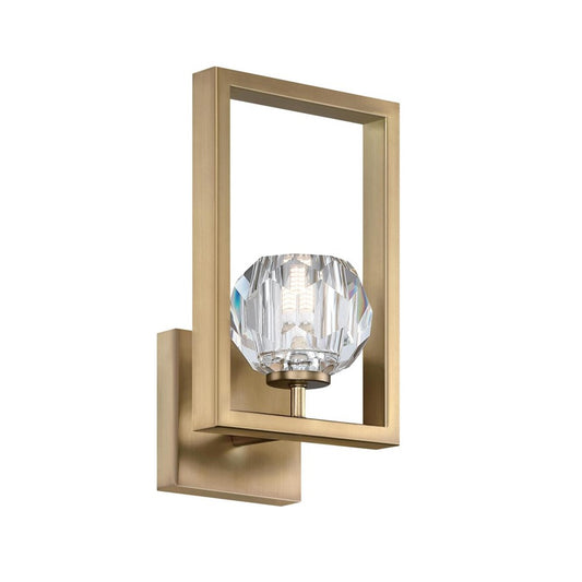 Westinghouse Zoa 7in 1-Light Wall Sconce | Contemporary Brushed Brass and Crystal Glass | Hallway & Bathroom | 7 x 6 x 12 in | Model 6131000